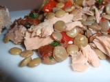 Čočkovo-paprikový salát s tuňákem, Čočkovo-paprikový, salát, tuňákem