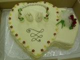 Svatební dort dvojsrdce s labutěmi, Svatební, dort, dvojsrdce, labutěmi