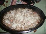 Zapečené houbové rizoto s kuřecím masem, Zapečené, houbové, rizoto, kuřecím, masem