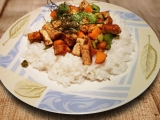 Barevné tofu s jasmínovou rýží, Barevné, tofu, jasmínovou, rýží