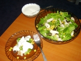 Brokolicový salát s kuřecím masem a dresingem, Brokolicový, salát, kuřecím, masem, dresingem
