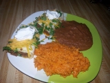 Burrito s mletým masem a mexická rýže, Burrito, mletým, masem, mexická, rýže