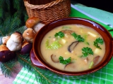 Houbová polévka s kapustou a bramborem