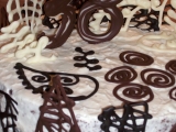Kakaový dort s čokoládovými ozdobami, Kakaový, dort, čokoládovými, ozdobami