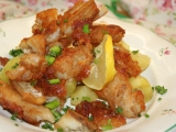 Křupavé kousky rybího filé v tempura těstíčku, Křupavé, kousky, rybího, filé, tempura, těstíčku