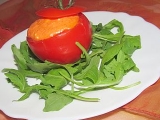 „Nízkokalorická svačinka“: Plněné rajče s pečenou paprikou, „Nízkokalorická, svačinka“:, Plněné, rajče, pečenou, paprikou