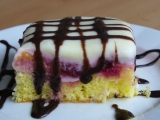 Obrácený švestkový koláč s krémem, Obrácený, švestkový, koláč, krémem