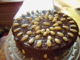 Pudinkový dortík s čokoládou a mandlemi, Pudinkový, dortík, čokoládou, mandlemi