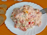 Rajčatový salát s mléčnou majonézou, Rajčatový, salát, mléčnou, majonézou