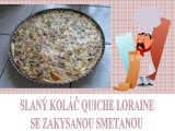 Slaný koláč quiche loraine se zakysanou smetanou