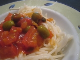 Špagety s olivami, Špagety, olivami