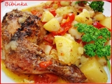 Staročeské  kuře pečené v zelenině i s přílohou