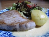 Steak z tuňáka s citronovo-hořčičnou omáčkou, Steak, tuňáka, citronovo-hořčičnou, omáčkou