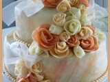 Svatební dvoupatrový dort s růžemi, Svatební, dvoupatrový, dort, růžemi
