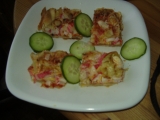 Sýrový rychlý koláč ala pizza s krabími tyčinkami , sýrem  a zeleninou, Sýrový, rychlý, koláč, ala, pizza, krabími, tyčinkami, , sýrem, , zeleninou