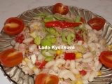 Těstovinový salát s tuňákem a zeleninou, Těstovinový, salát, tuňákem, zeleninou