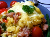 Zapečená polenta s kuřecím masem, Zapečená, polenta, kuřecím, masem