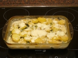 Zapečené brambory s brokolicí,smetanou a sýrem, Zapečené, brambory, brokolicí,smetanou, sýrem