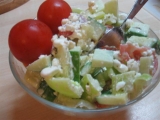 Zeleninový salát s cottage a bazalkovým pestem, Zeleninový, salát, cottage, bazalkovým, pestem